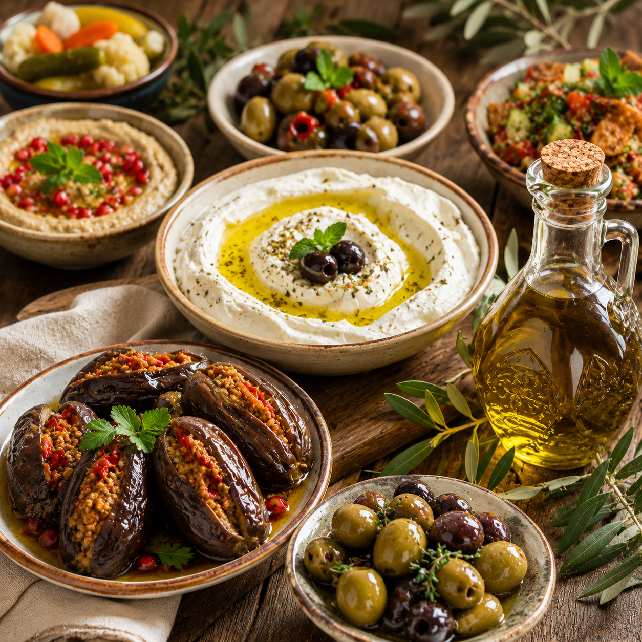 لبنة وزيت الزيتون